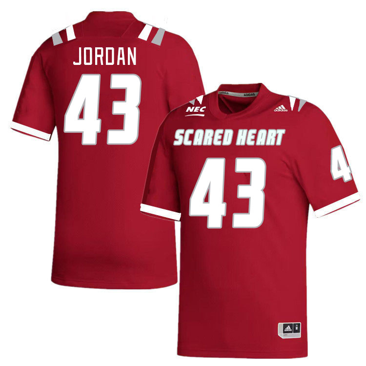 Men-Youth #43 Eli Jordan Scared Heart Pioneers 2023 College Football Jerseys Stitched Sale-Red